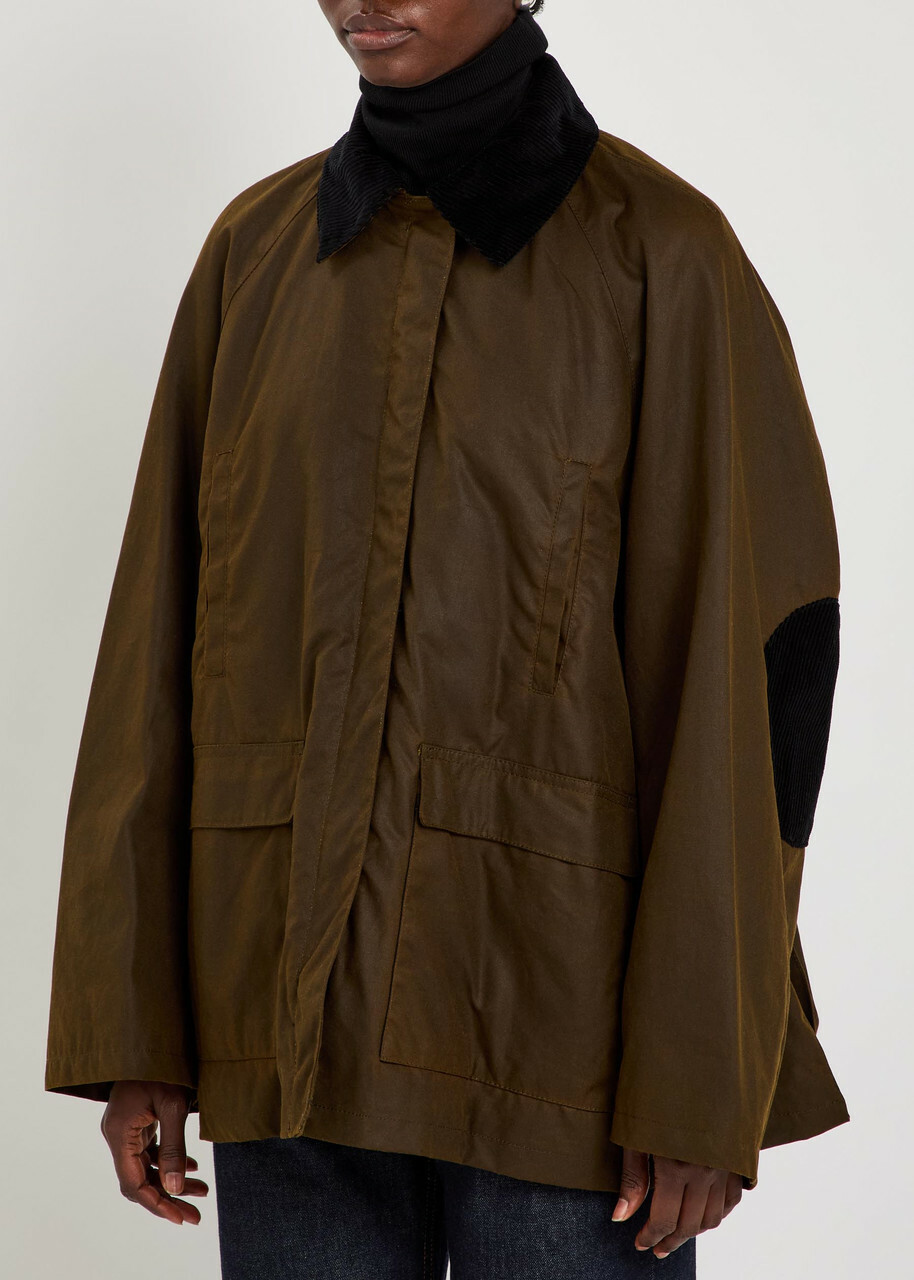 Toteme Corduroy-trimmed Waxed Cotton Jacket Dark Brown