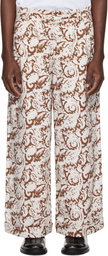 COMMAS Gray & Brown Paisley Print Trousers