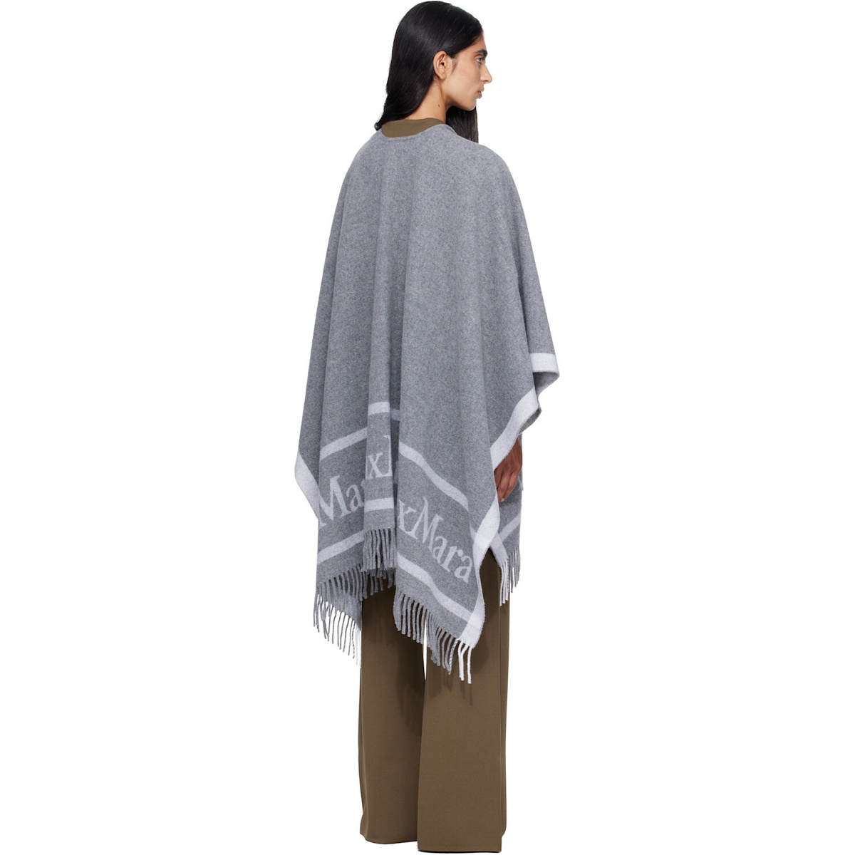 Max Mara Gray Hildestole Scarf