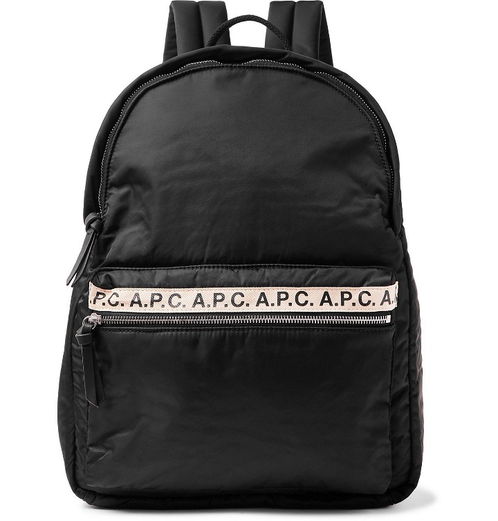 Photo: A.P.C. - Logo-Print Tape-Trimmed Nylon Backpack - Black