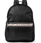A.P.C. - Logo-Print Tape-Trimmed Nylon Backpack - Black