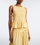 Ganni Shirred cotton top