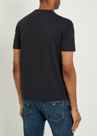 Emporio Armani Jacquard Logo-embroidered Cotton T-shirt Navy