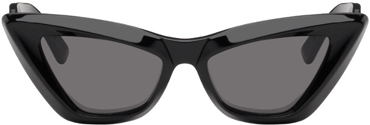 Photo: Bottega Veneta Black Pointed Cat-Eye Sunglasses
