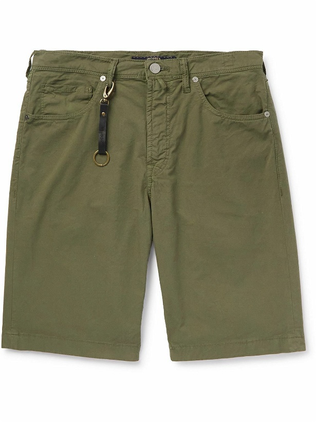 Photo: Incotex - Straight-Leg Cotton-Blend Gabardine Shorts - Green