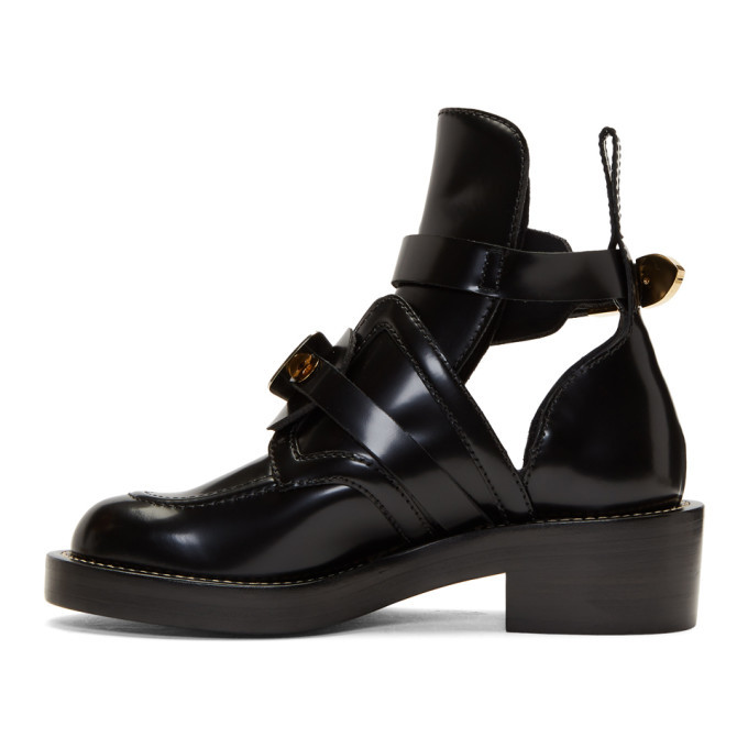 balenciaga black leather buckle boots
