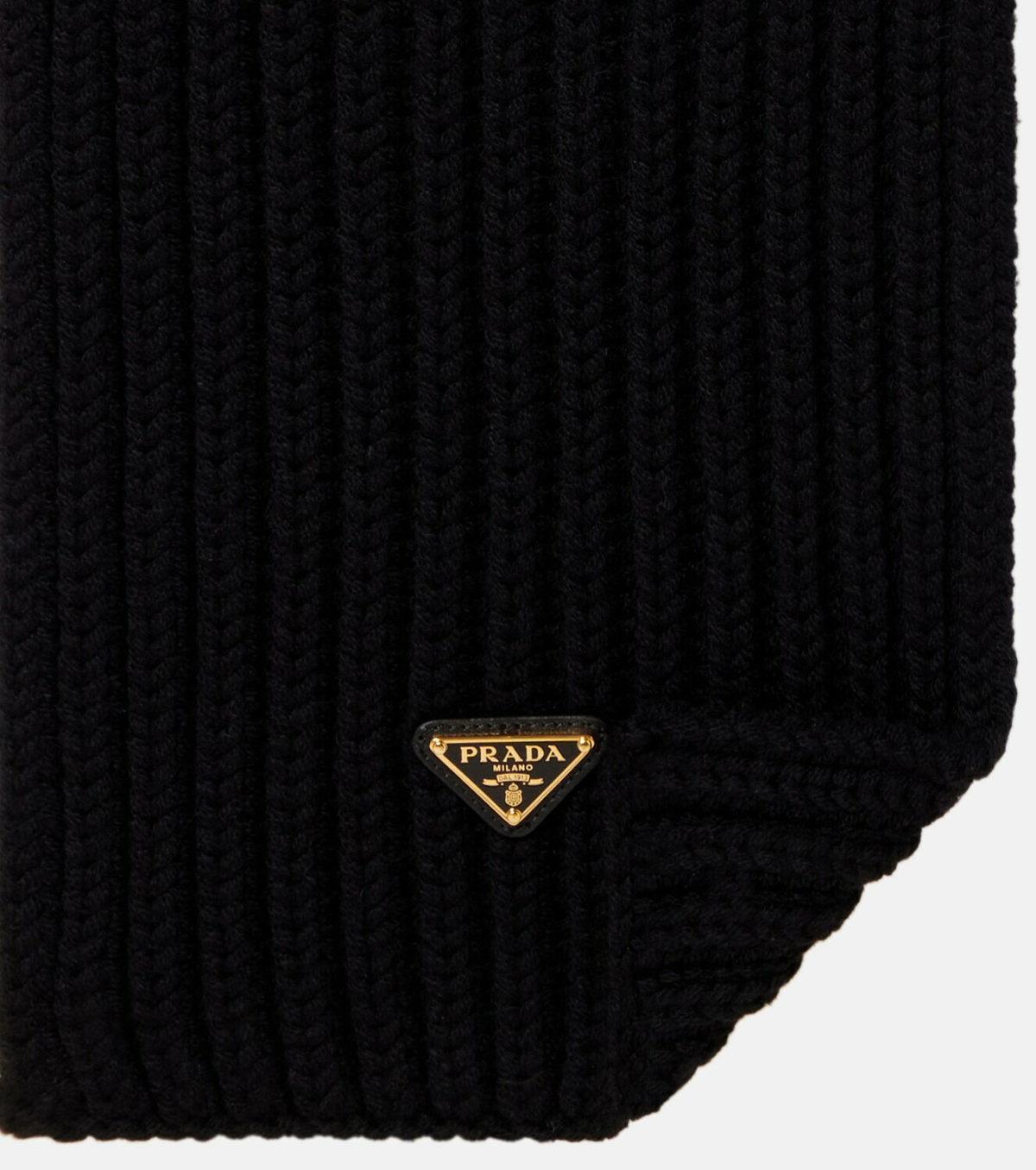 Prada Ribbed-knit virgin wool scarf