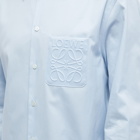 Loewe Men's Anagram Debossed Shirt in Light Blue