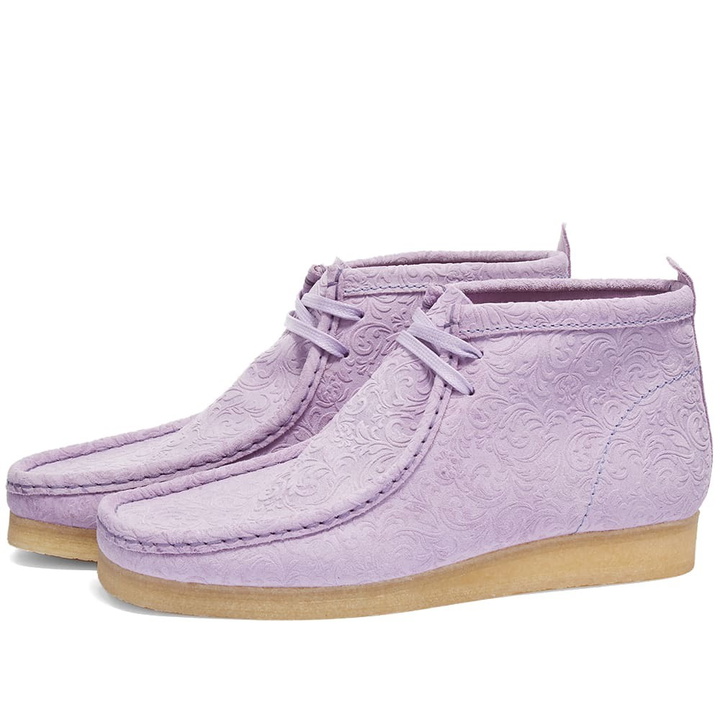 Photo: END. x Clarks Originals Oxford Flowers Wallabee Boot in Lilac Floral