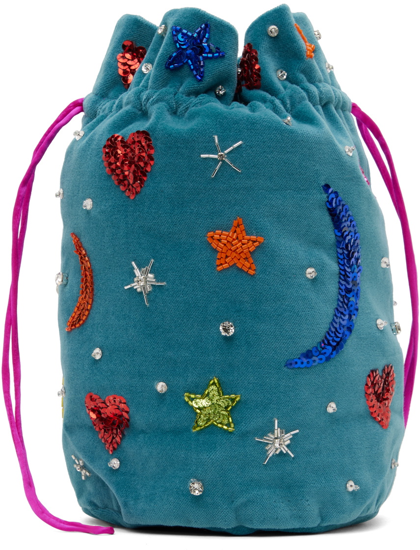 Caro Editions Blue Mini Embellished Pouch