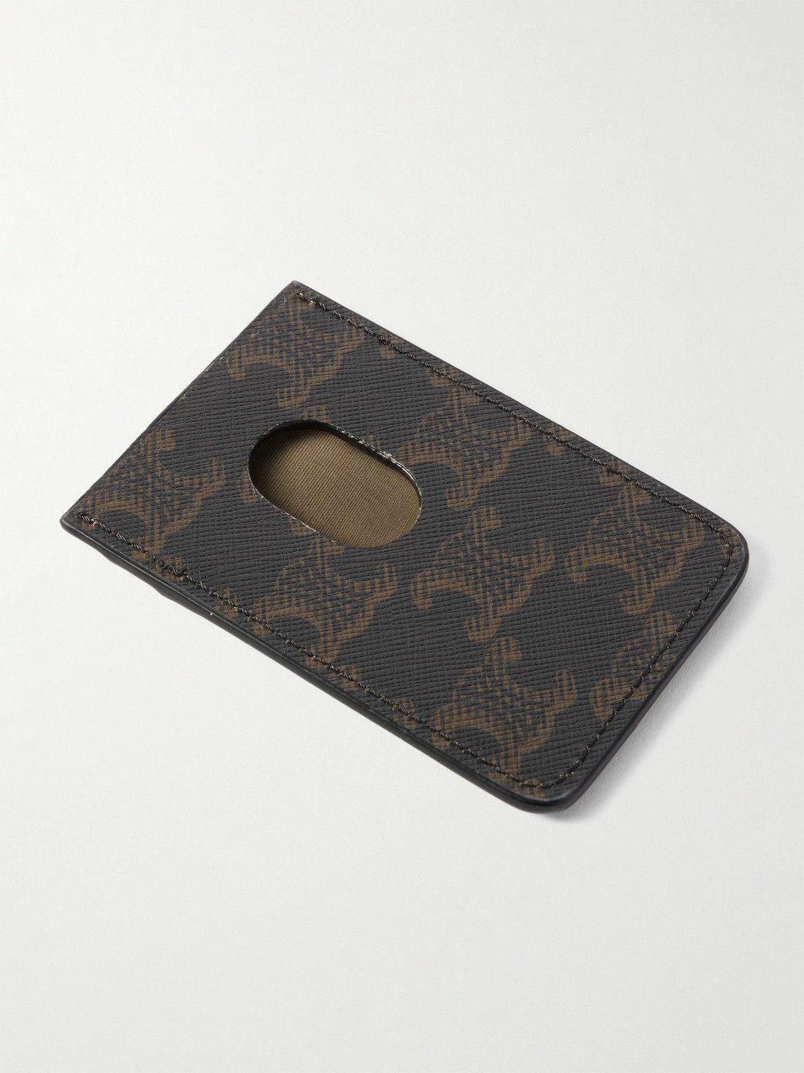 CELINE - Leather-Trimmed Logo-Print Coated-Canvas Magnetic Cardholder