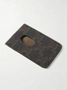 CELINE - Leather-Trimmed Logo-Print Coated-Canvas Magnetic Cardholder