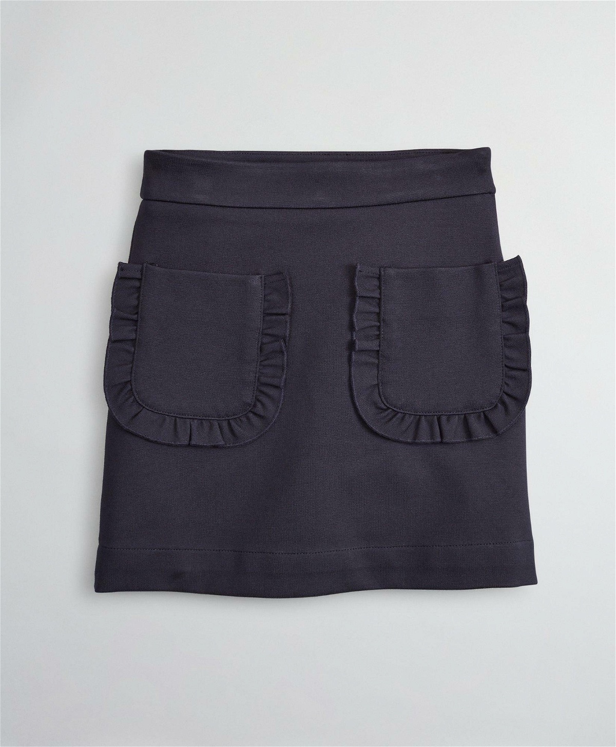 Photo: Brooks Brothers Girls Knit Ruffle Front Ponte Skirt | Navy