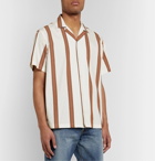 Saturdays NYC - Canty Camp-Collar Striped Cotton-Poplin Shirt - Neutrals