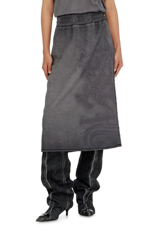 Photo: Diesel Fleece midi skirt with dévoré print - Skirts Womens in Grey