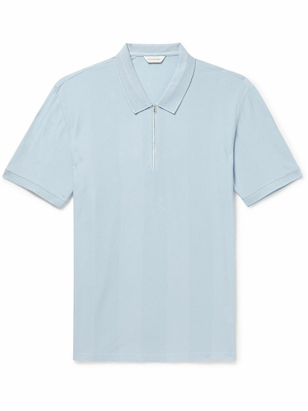 Photo: Club Monaco - Cotton-Piqué Half-Zip Polo Shirt - Blue