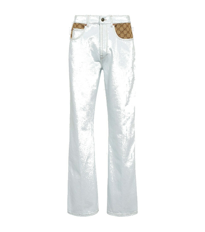 Photo: Gucci GG canvas-trimmed jeans