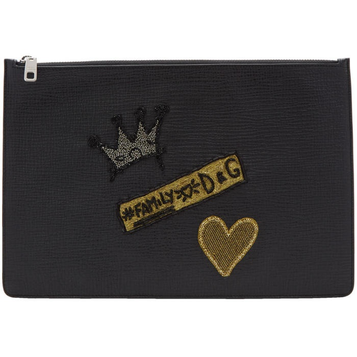 Photo: Dolce and Gabbana Black Crown and Heart Pouch