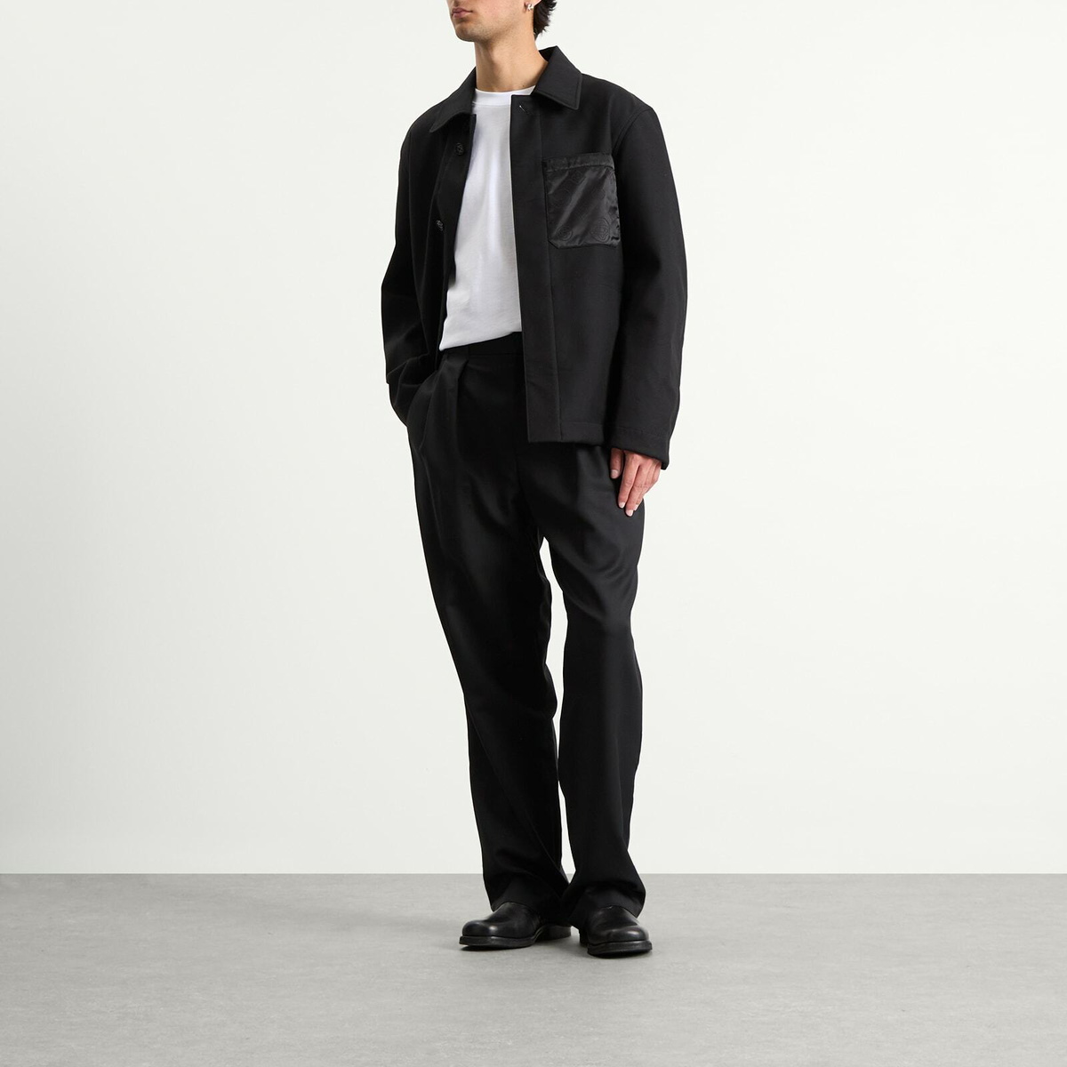 Casablanca Men's Workwear Wool Belt Loop Trouser in Black