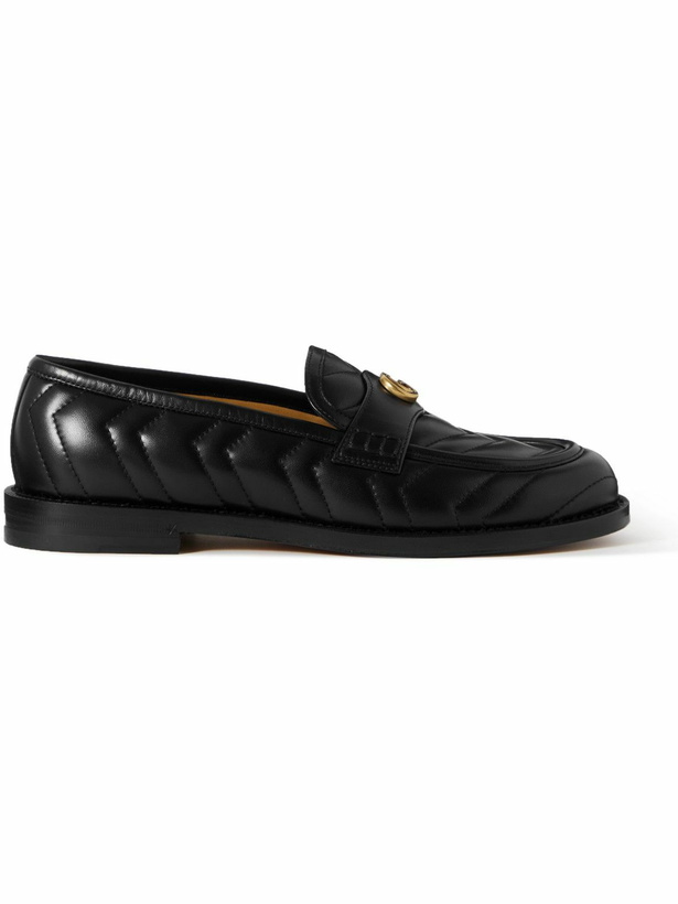 Photo: GUCCI - Marmont Logo-Detailed Quilted Leather Loafers - Black