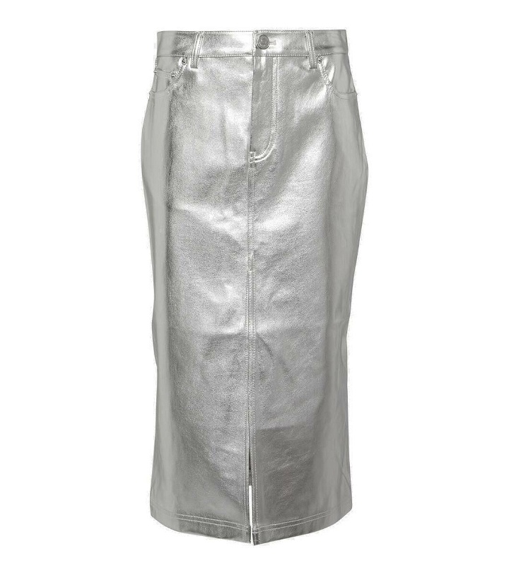 Photo: Staud Oaklyn metallic faux leather midi skirt