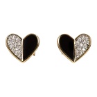 Adina Reyter Gold and Black Ceramic Pave Folded Heart Earrings