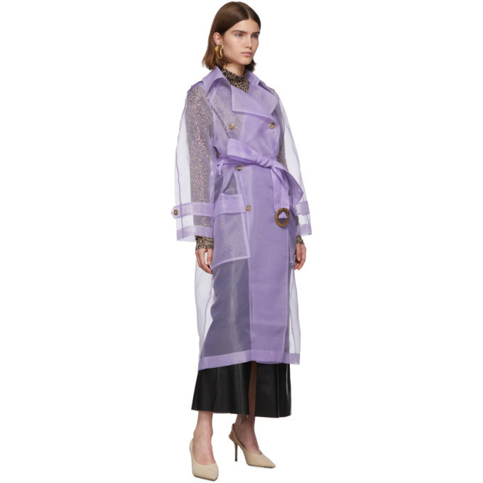 Nanushka Purple Organza Tuscan Trench Coat Nanushka