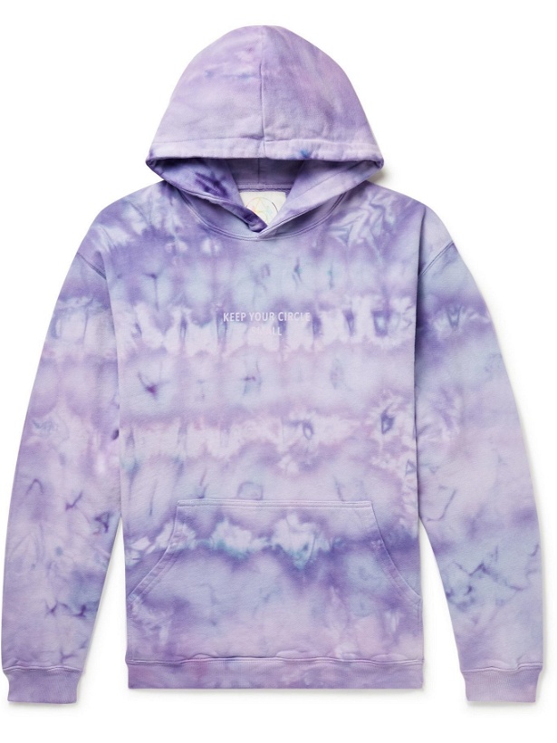 Photo: Camp High - Small Circle Tie-Dyed Cotton-Jersey Hoodie - Purple