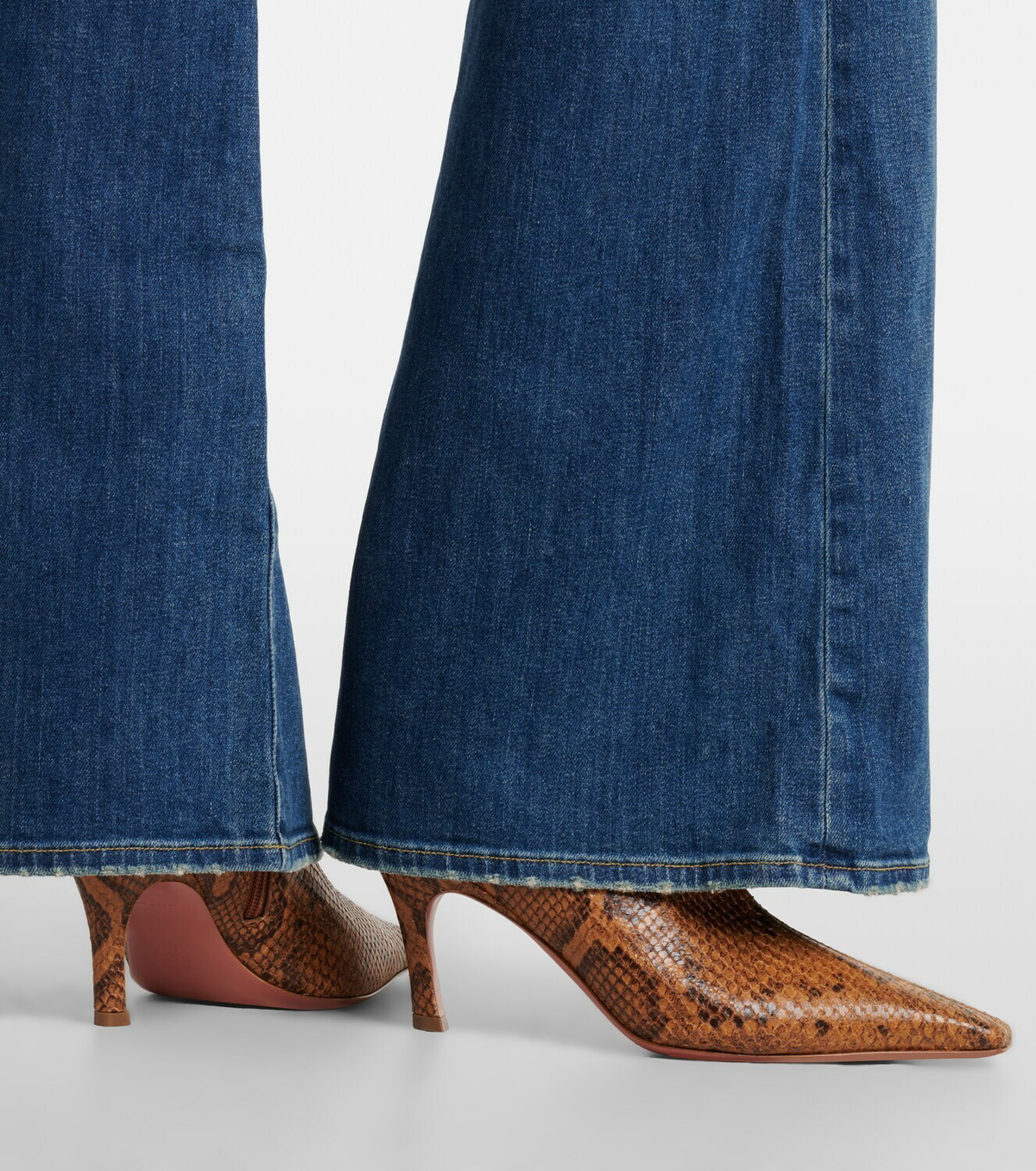 Amina Muaddi Jamie snake-effect leather ankle boots
