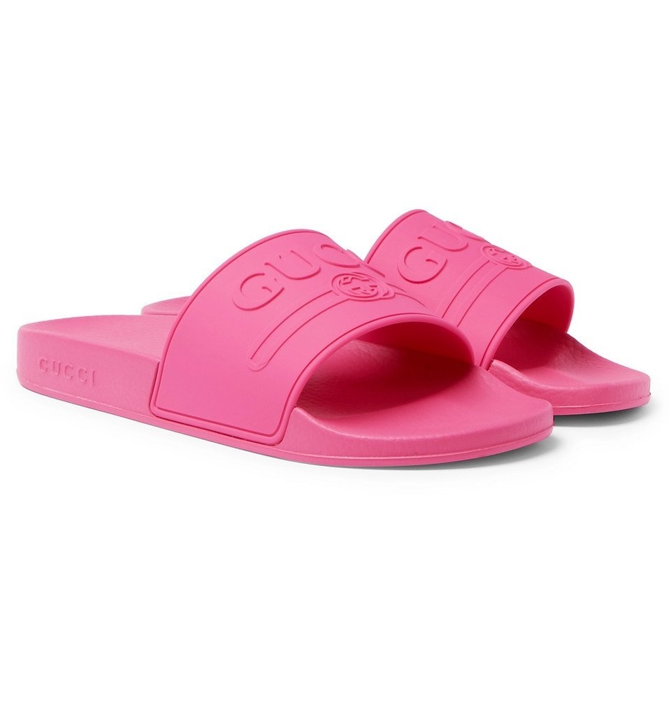 Gucci - Logo-Embossed Rubber Slides - Men - Pink Gucci