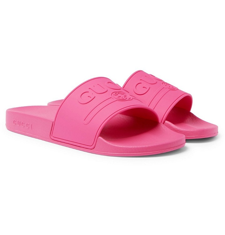 Photo: Gucci - Logo-Embossed Rubber Slides - Men - Pink