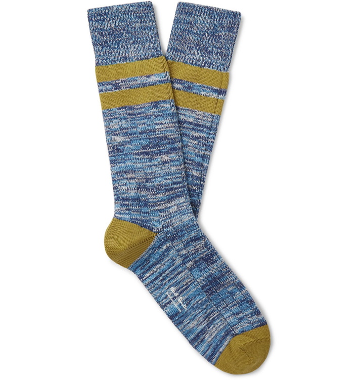 Photo: Paul Smith - Neil Striped Space-Dyed Cotton-Blend Socks - Blue