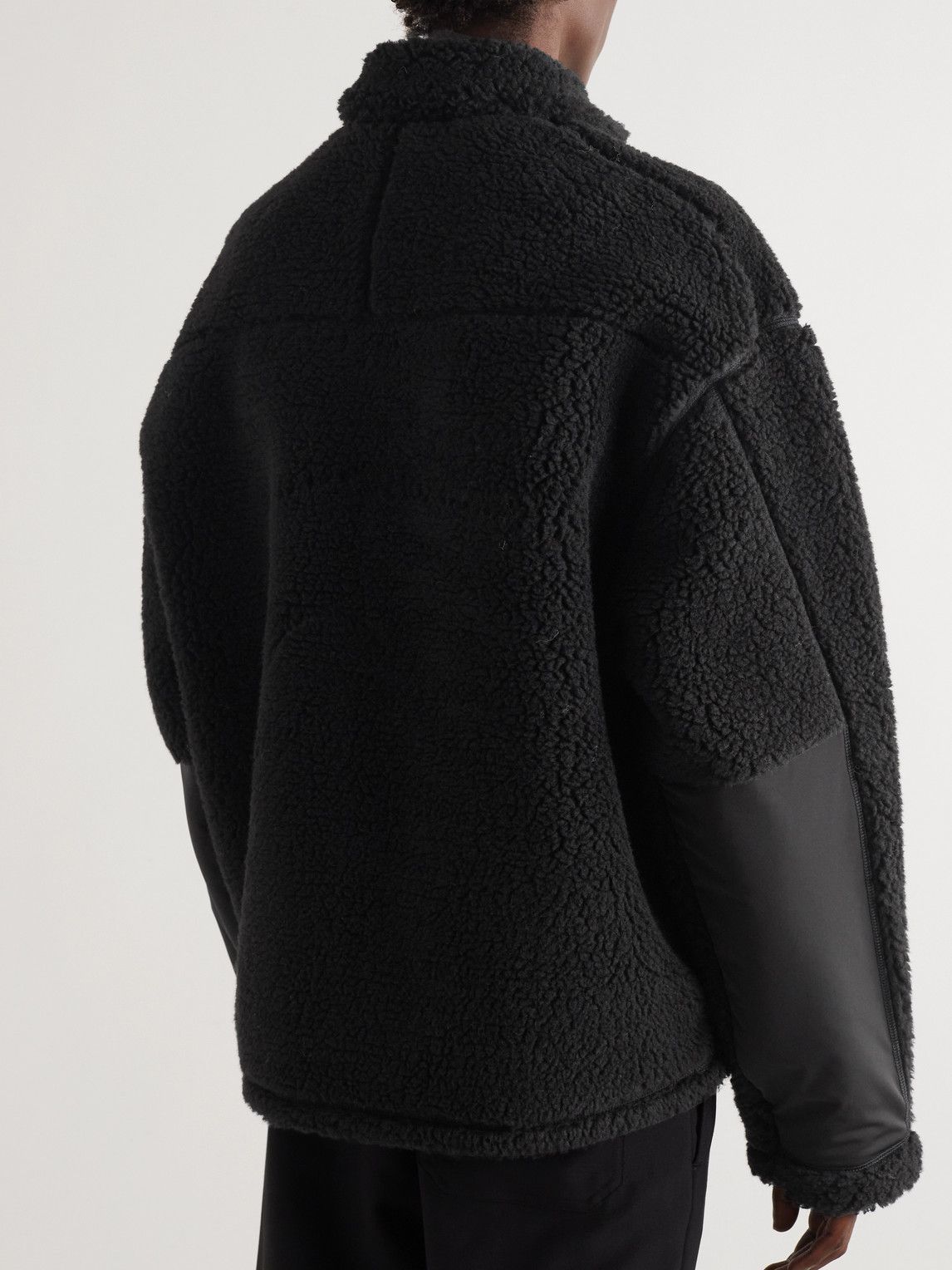 AMI PARIS - Logo-Appliquéd Shell-Trimmed Fleece Jacket - Black AMI