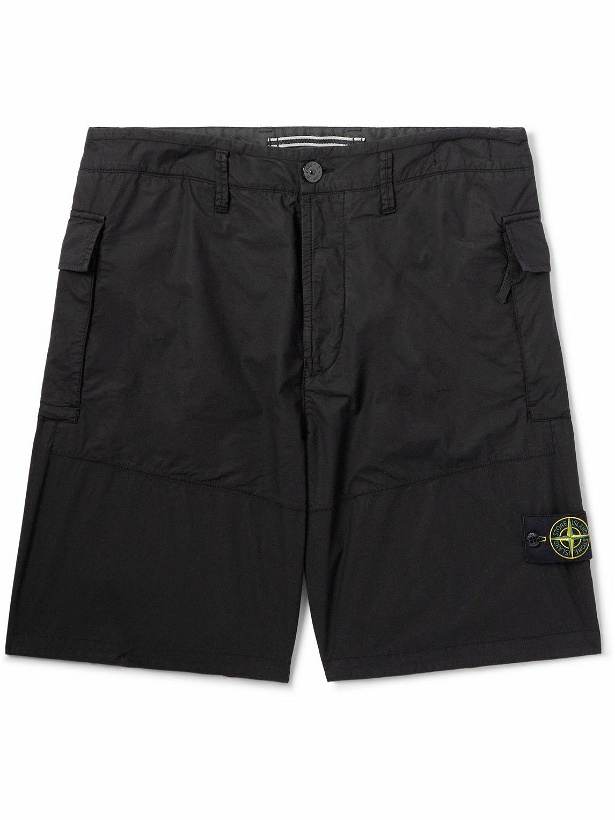 Photo: Stone Island - Straight-Leg Logo-Appliquéd Stretch-Cotton Bermuda Shorts - Black