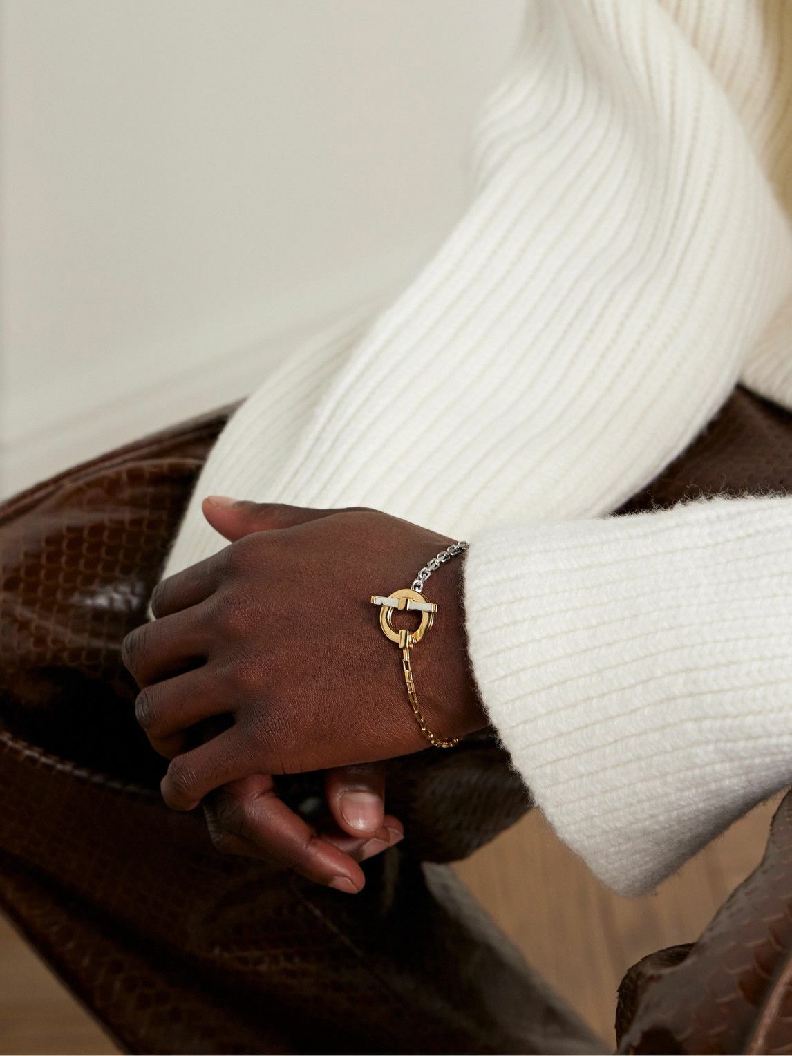 Bottega Veneta Gold & Silver Chain Bracelet