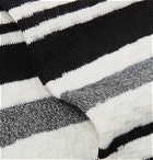 N/A - Striped Stretch Cotton-Blend Socks - Black