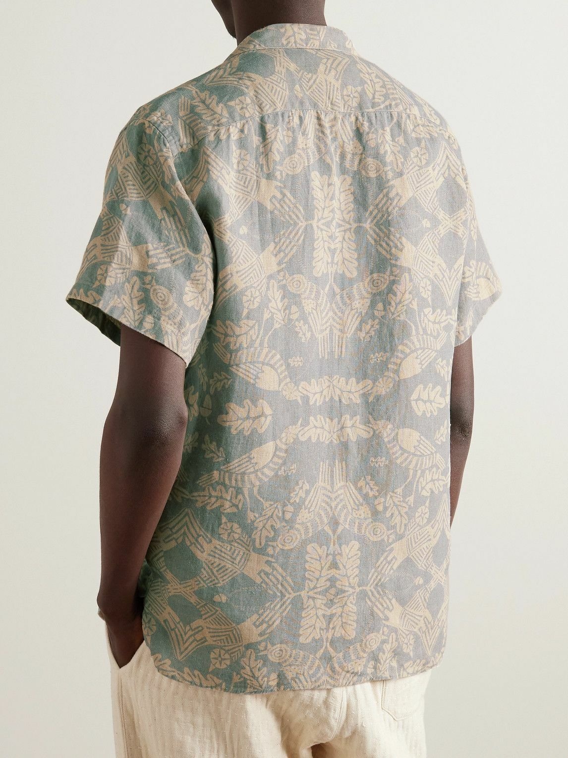 Oliver Spencer - Havana Camp-Collar Printed Linen Shirt - Blue Oliver ...