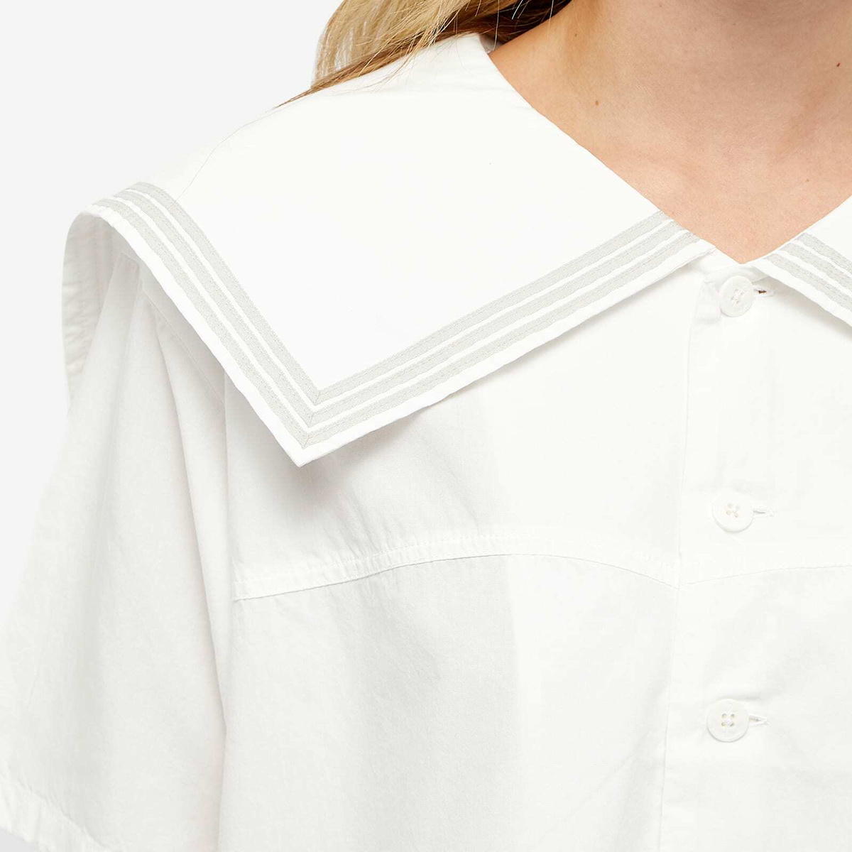 Beams Boy Women's Sailor Collar Shirt in Off White