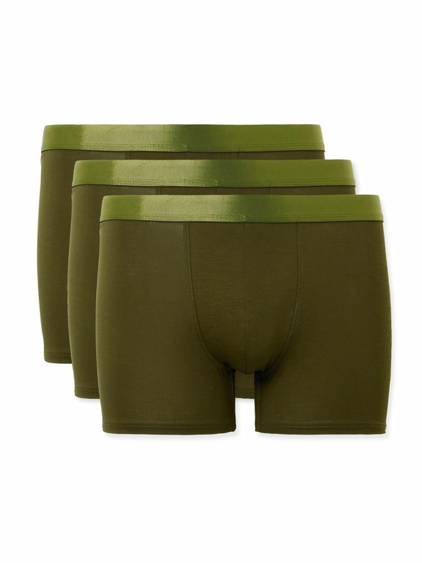 Photo: CDLP - Three-Pack Stretch-TENCEL™ Lyocell Boxer Briefs - Green