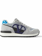 Valentino Garavani - Suede, Leather and Mesh Sneakers - Gray