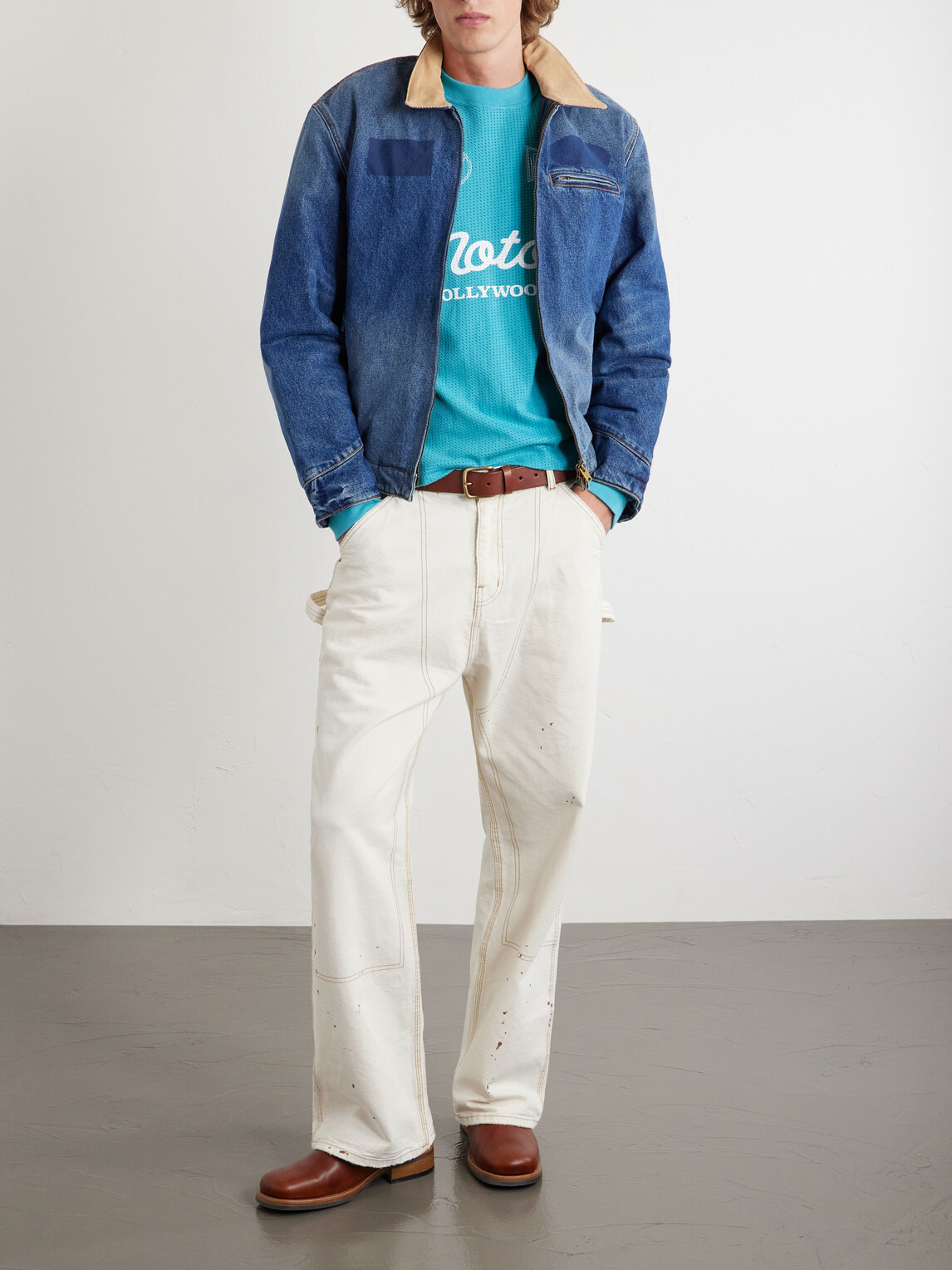 Cherry Los Angeles - Logo-Print Cotton-Mesh T-Shirt - Blue
