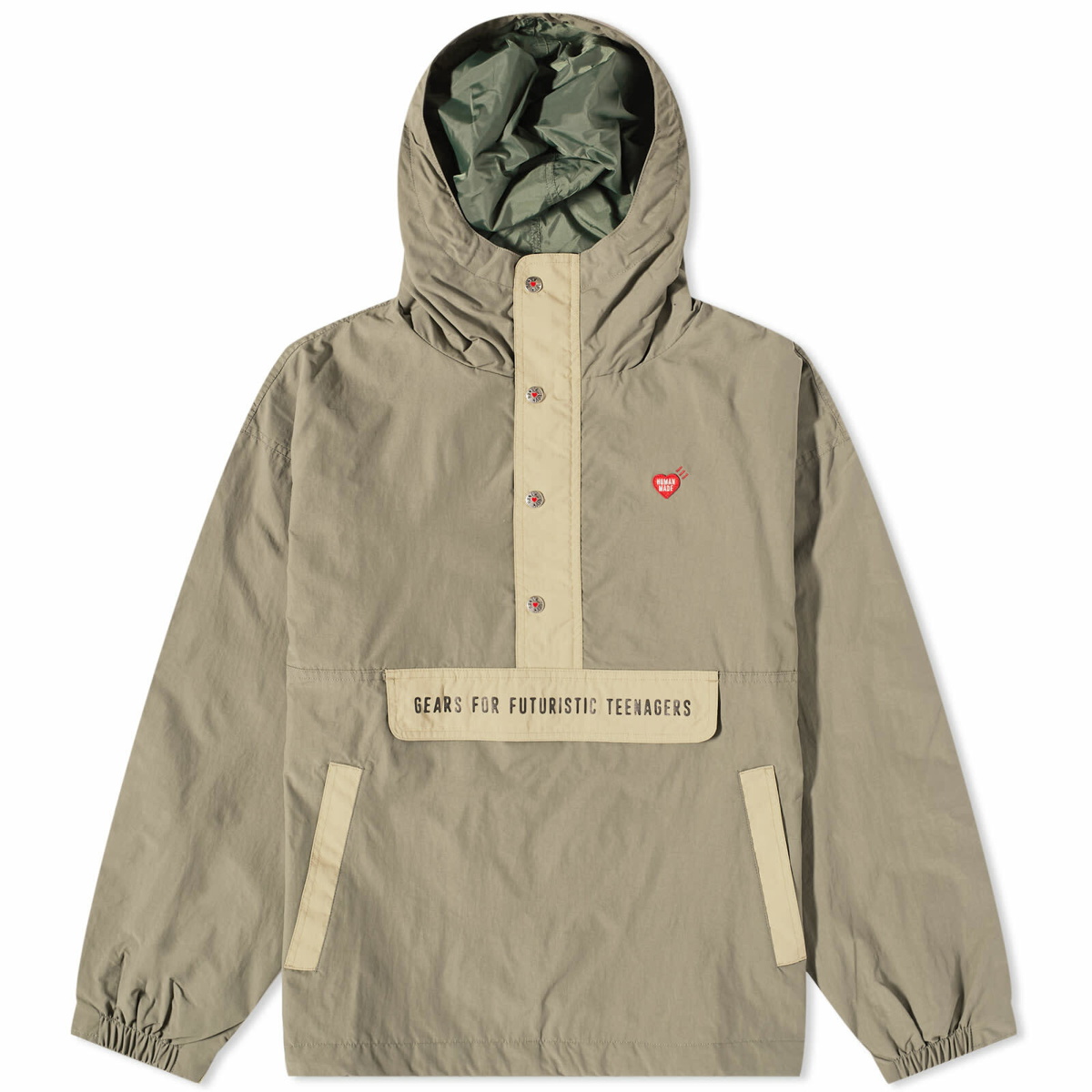 Human Made Men's Anorak Parka Jacket in Olive Drab Human Made