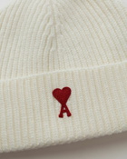 Ami Paris Red Ami De Coeur Beanie White - Mens - Beanies