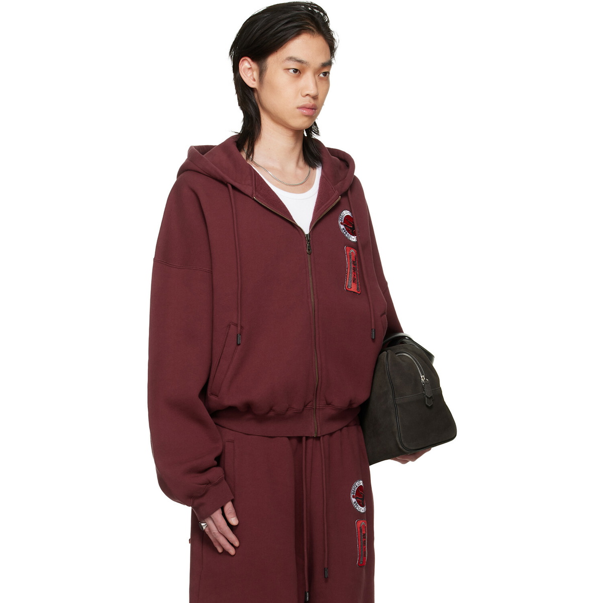 LU'U DAN BRUCE LEE x LỰU ĐẠN Burgundy Zip Hoodie