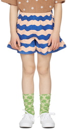 Wynken Kids Pink & Blue Wave Frill Shorts