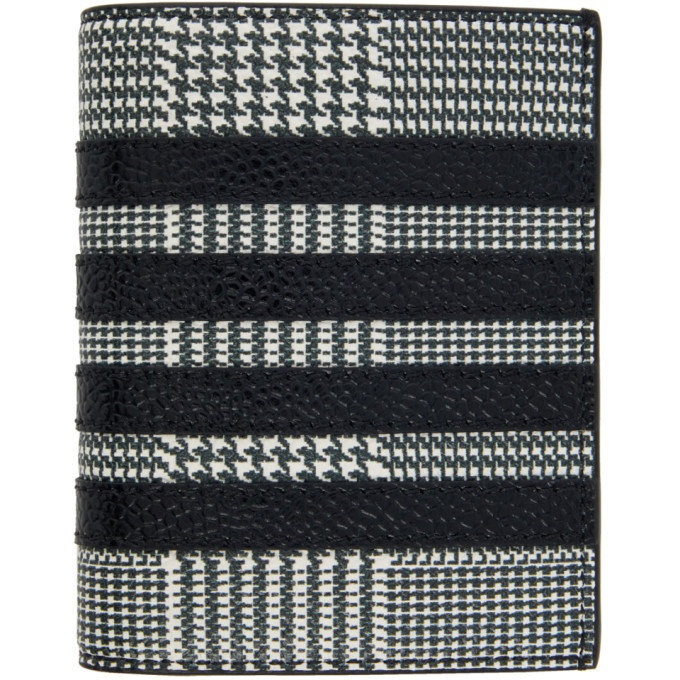 Photo: Thom Browne Black Prince Of Wales 4-Bar Double Card Holder