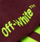 Off-White - Logo-Intarsia Ribbed Cotton-Blend Socks - Burgundy