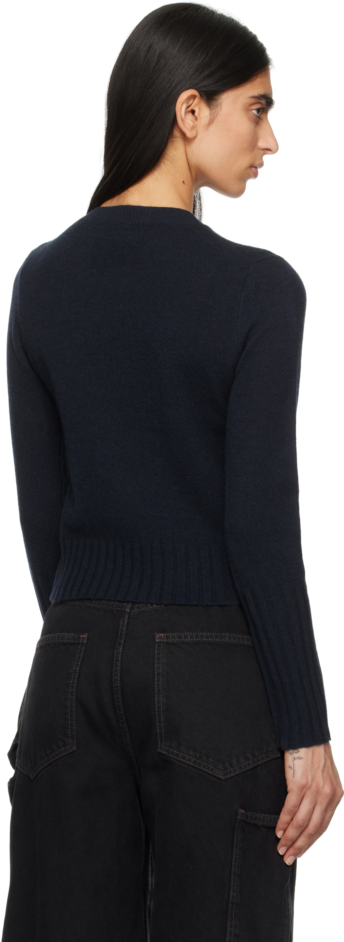 Guest in Residence Navy Shrunken Crew Sweater