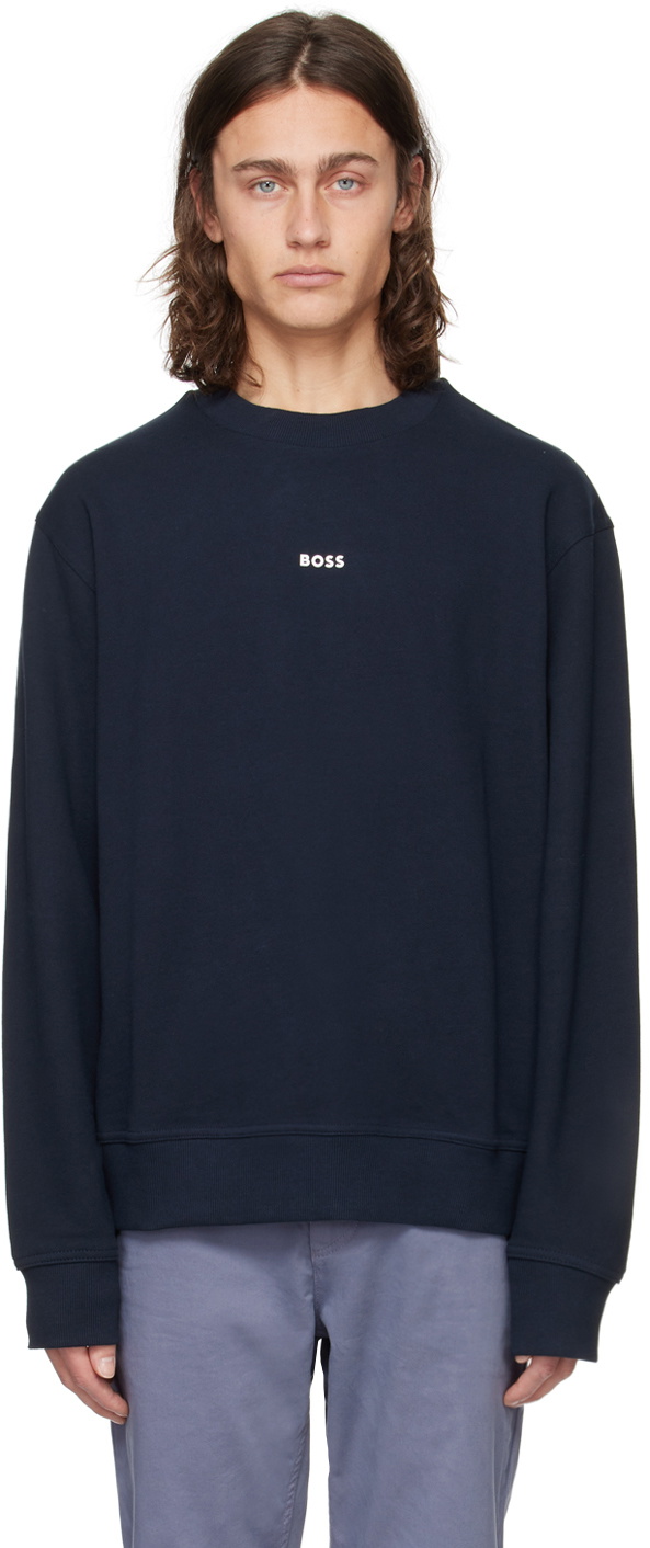 Photo: BOSS Navy Relaxed-Fit Sweatshirt