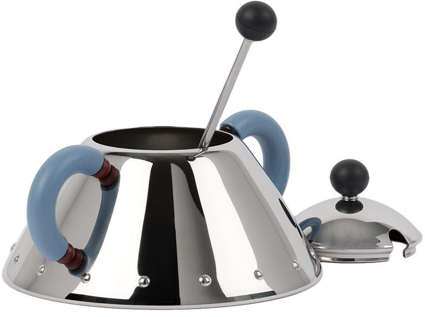 Alessi Silver & Blue 9097 Sugar Bowl